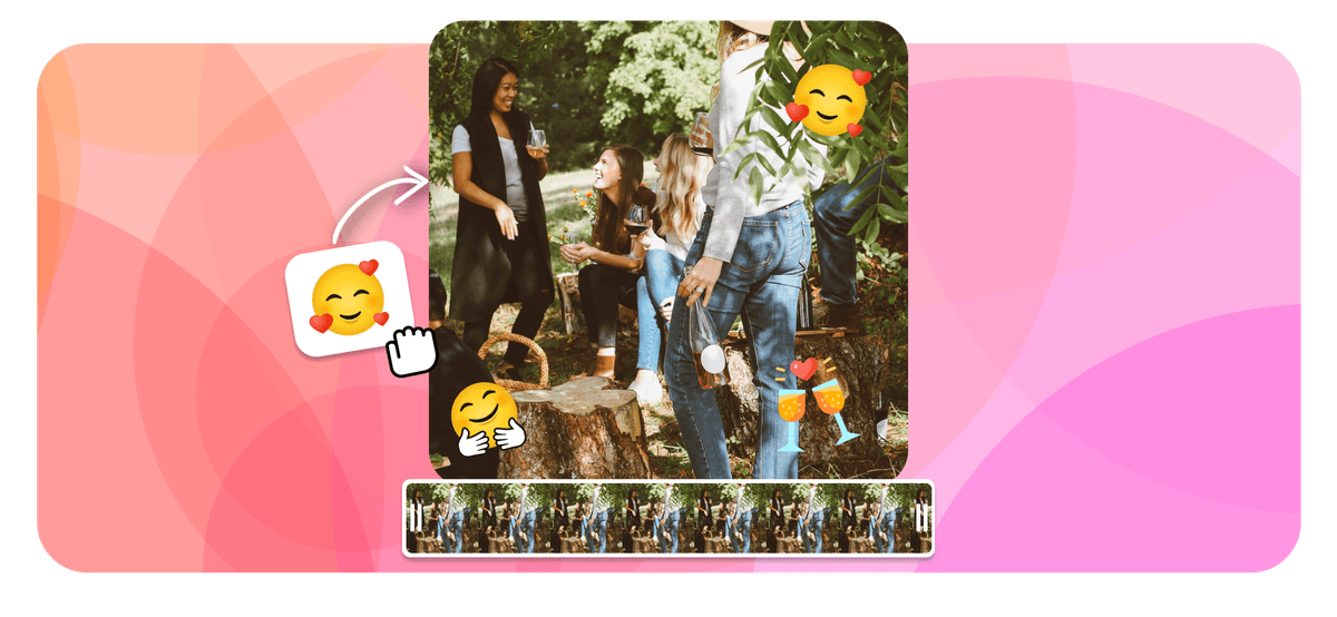 Hero - Video editor preview with emoji placed on a video