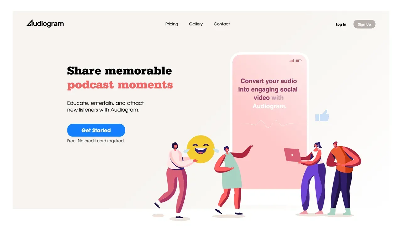 Audiogram homepage, August 2026