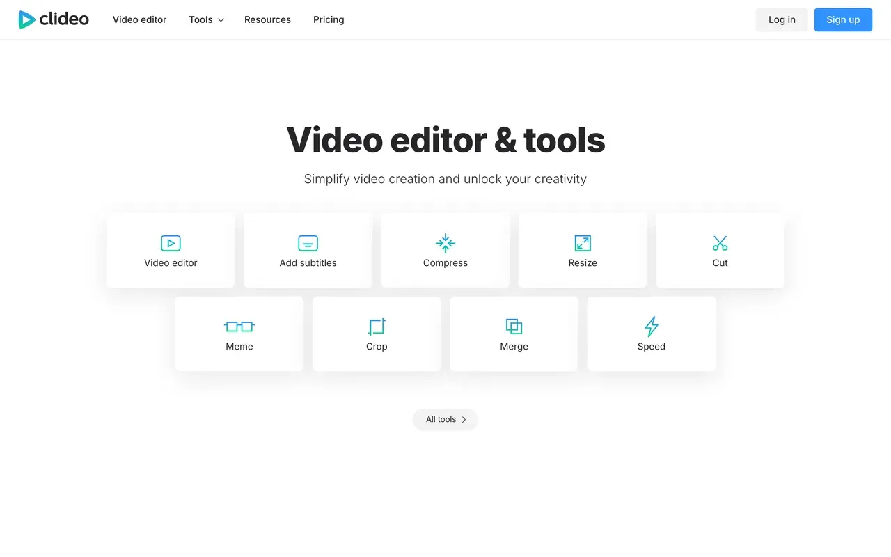 Clideo homepage, compared against the best Clideo alternatives