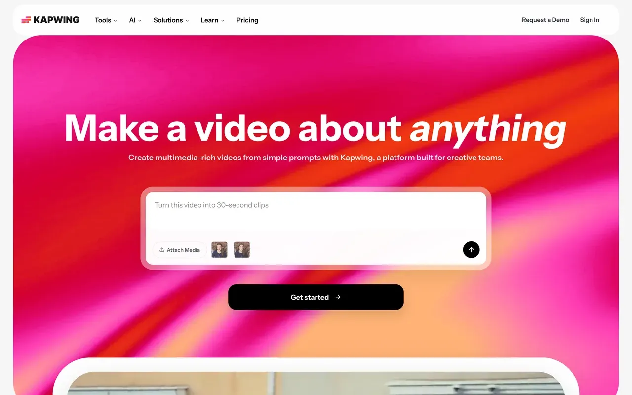 Kapwing homepage, compared against the best Kapwing alternatives