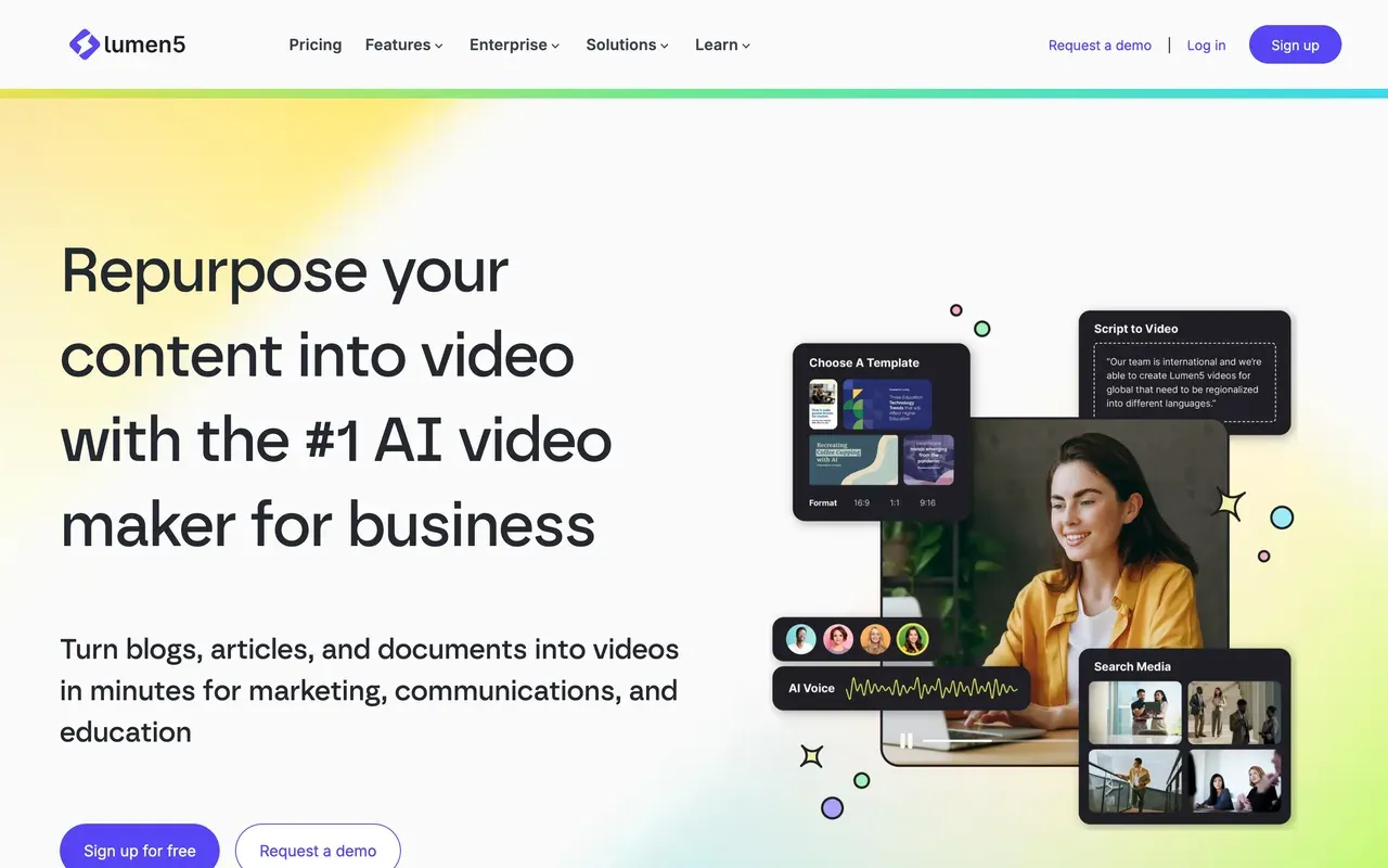 Lumen5 homepage, August 2026