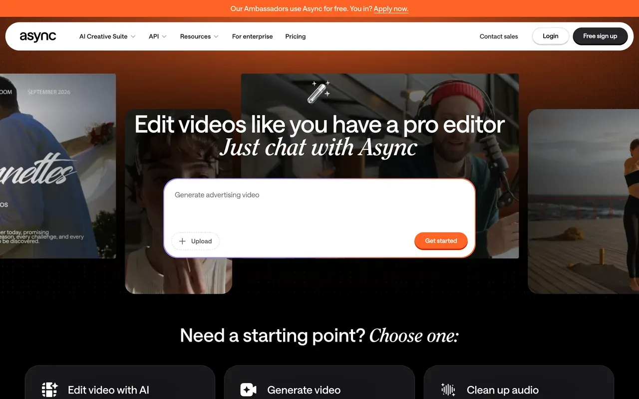 Async (formerly Podcastle) homepage, compared against alternatives