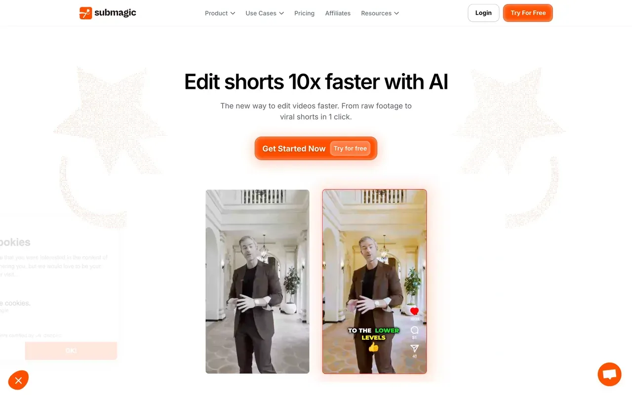Submagic homepage, compared against the best Submagic alternatives