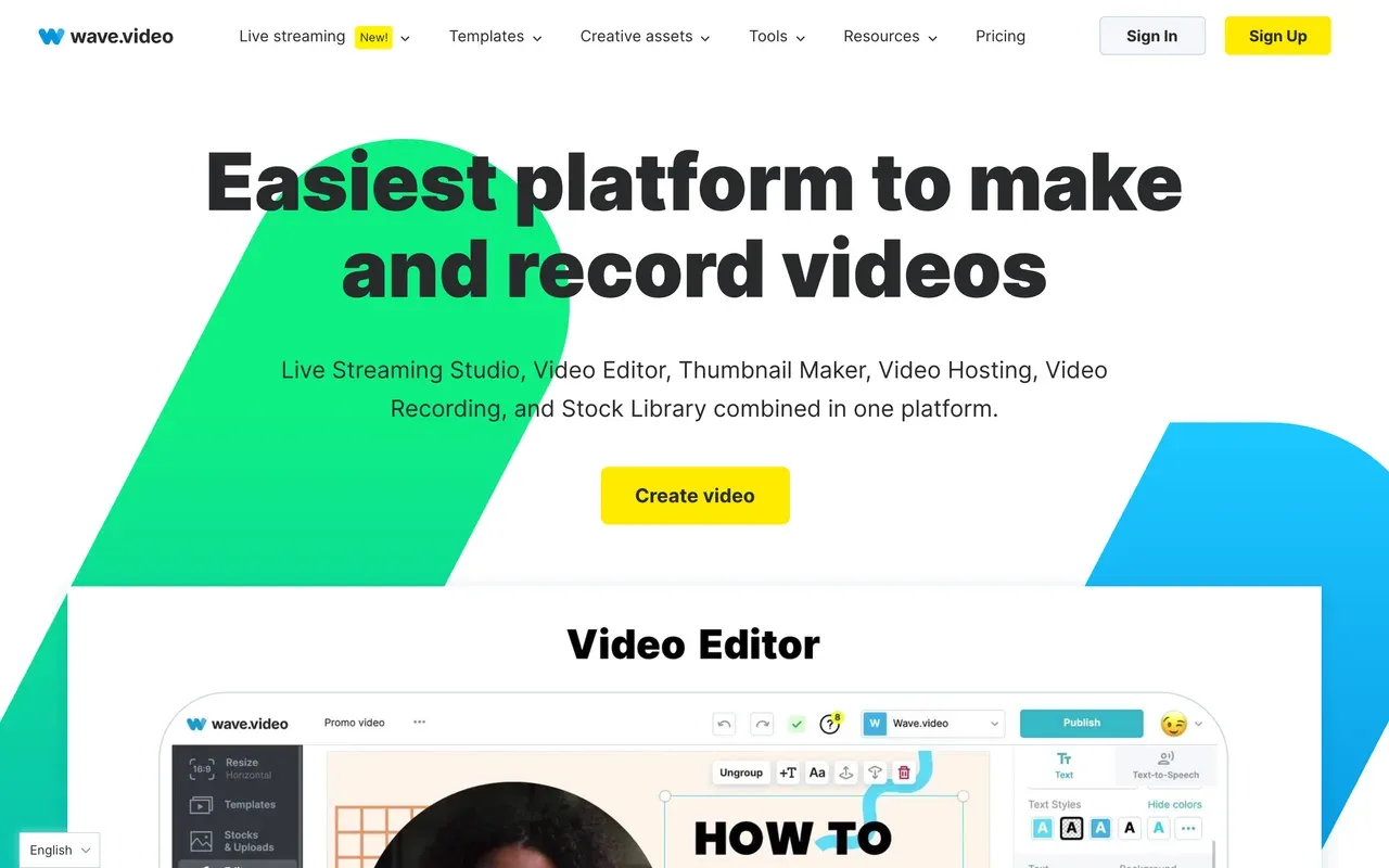 Wave.video homepage, August 2026