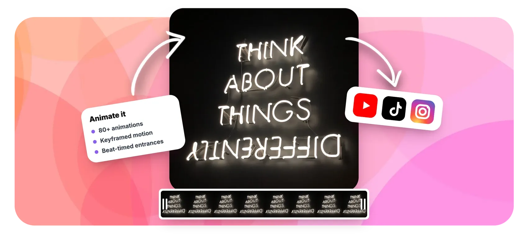 Animated word art: photo-filled letters moving over a video