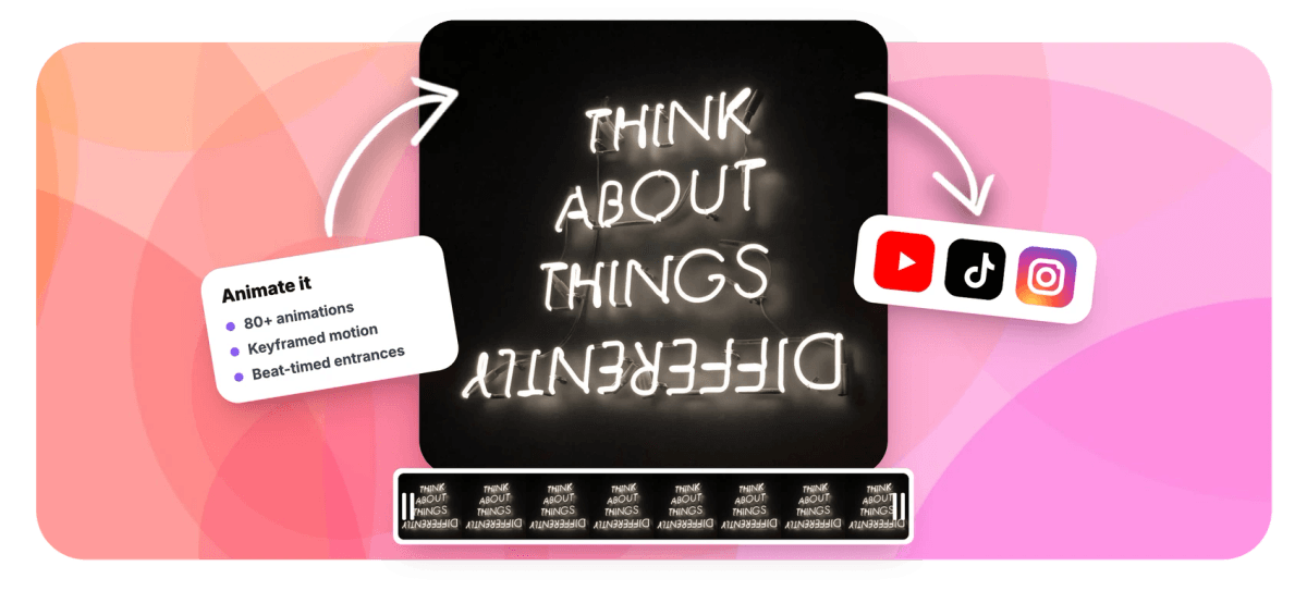 Hero - Animated word art: photo-filled letters moving over a video