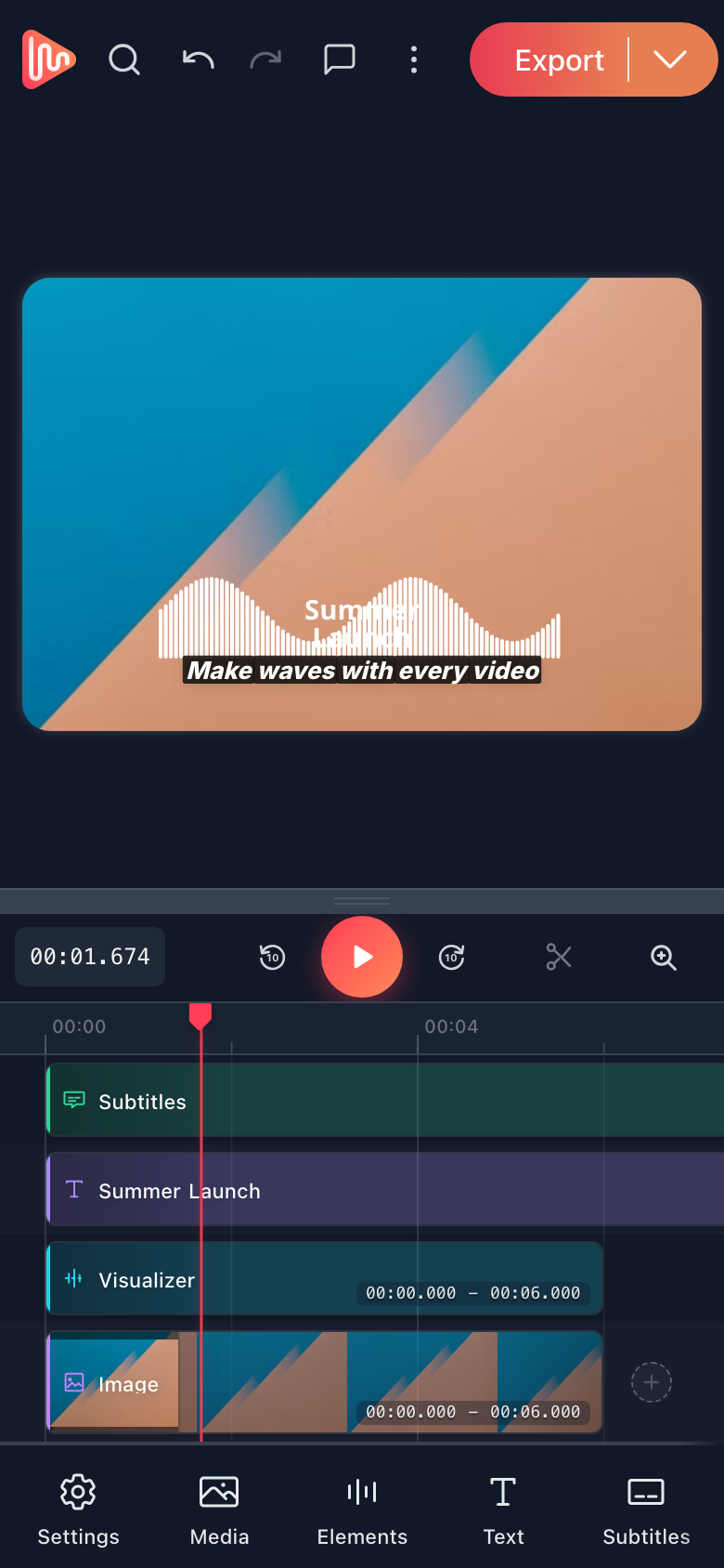 The EchoWave editor on a phone with a selected clip and its details sheet