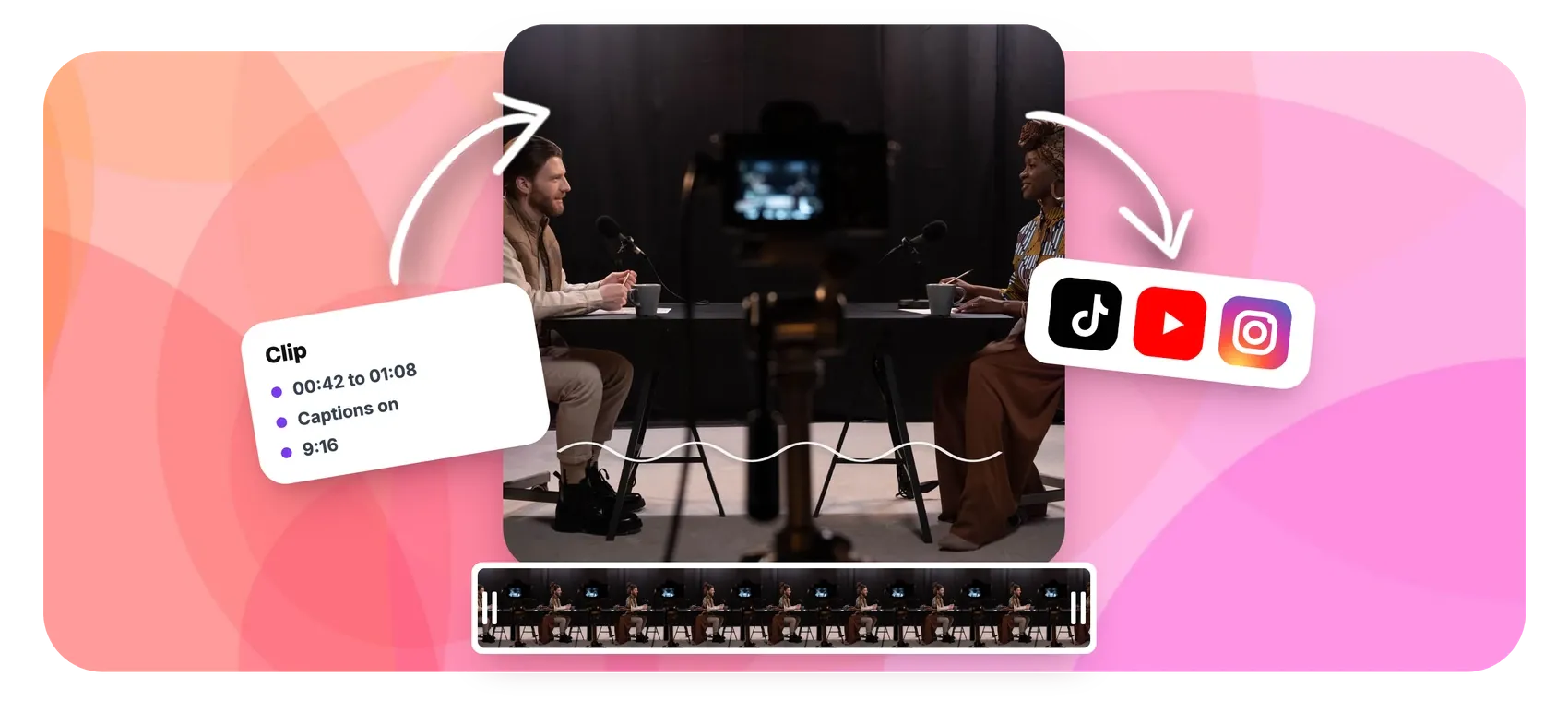 Podcast clip maker with captions and waveform