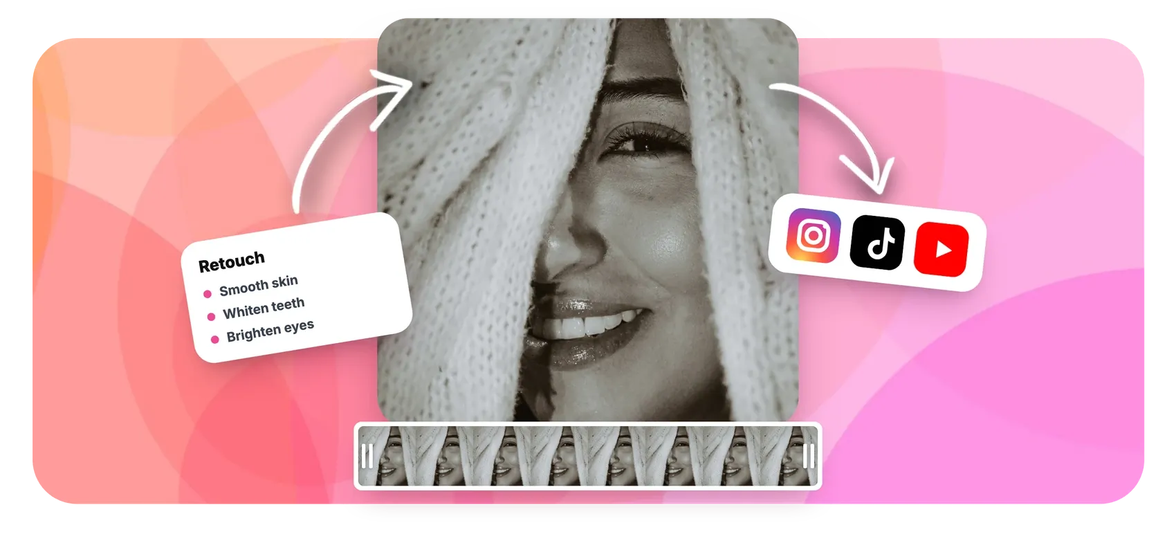 Retouch faces in video, teeth whitening and skin smoothing