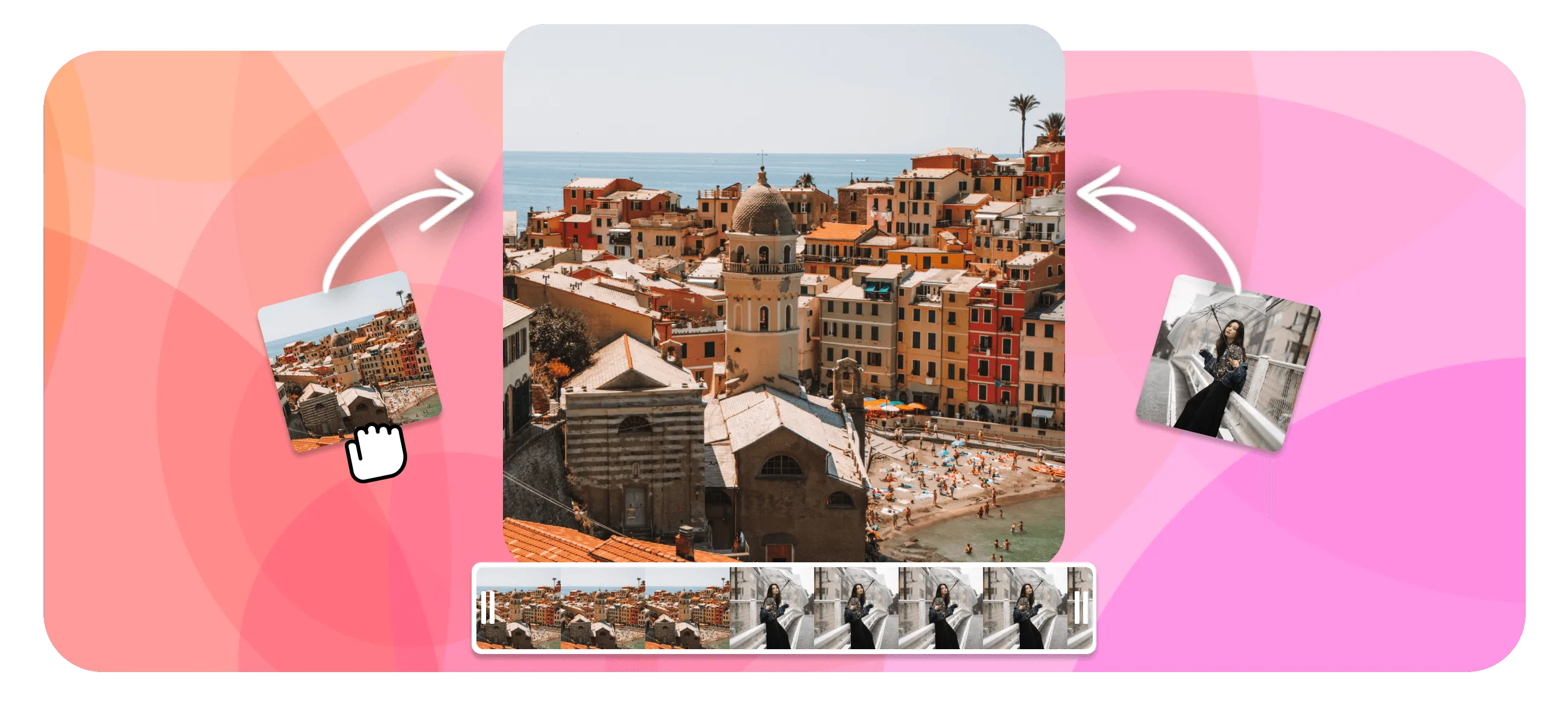 Video collage maker combining multiple clips into one grid