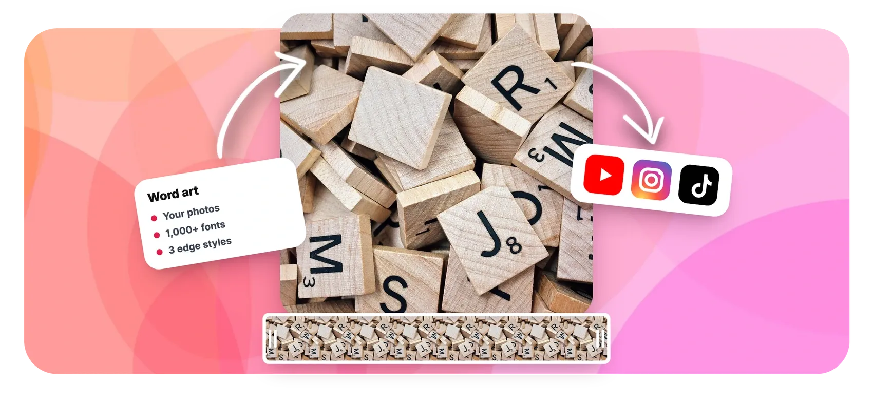 Word art maker filling large letters with a collage of photos